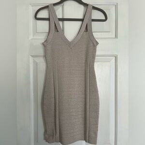 Guess Light Beige Sparkle Tank Sleeveless Bodycon Mini Dress